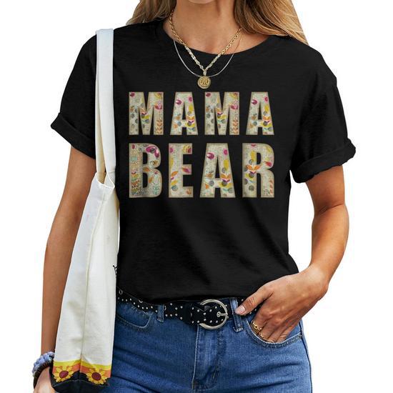 Mama Bear Floral Boho Mom Graphic Women T-shirt