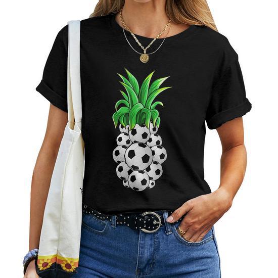 Pineapple Soccer Kids Hawaiian Aloha Beach Women Women T-shirt