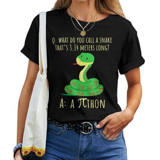 Python Pithon Pi Symbol Funny Math Teacher Pi Day Pi Day Funny Gifts Women's T-Shirt