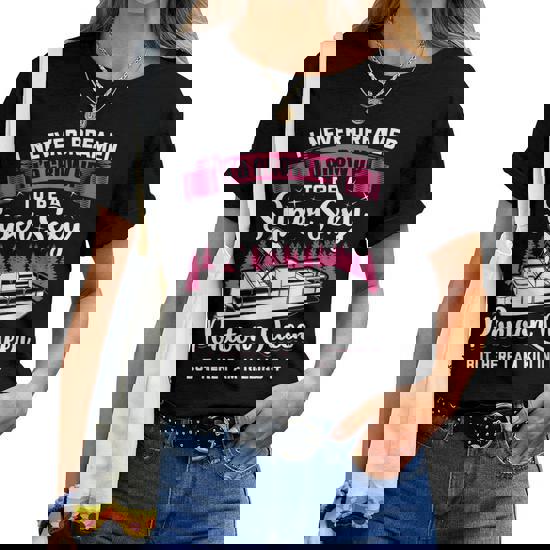 Vintage Pontoon Queen T-Shirt Women Funny Boating Gift