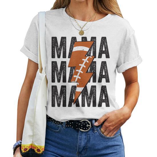 Football Mom Mama Distressed Lightning Bolt Mothers Day Gifts for Mom Funny Gifts Women T-Shirt