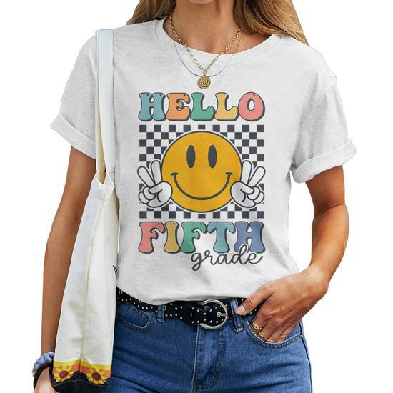 Hello Fifth Grade Retro Smile Team 5th Grade Back-to-School Women T-Shirt