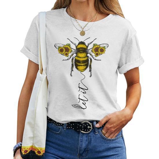 Let It Be Bee With Sunflower Cute Christmas Women T shirt Mazezy