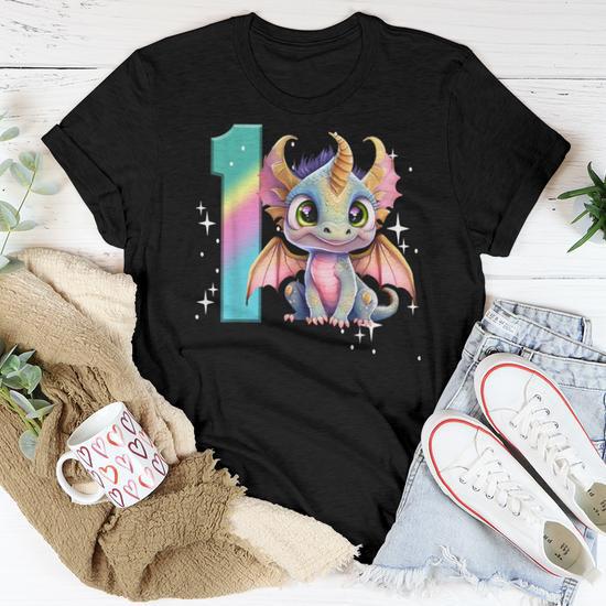 1St Birthday Dragon Party Baby Girl One First Rainbow Women T shirt Mazezy