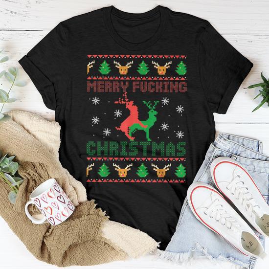 Ugly Christmas Sweater Adult Fun Xmas Women T shirt Mazezy