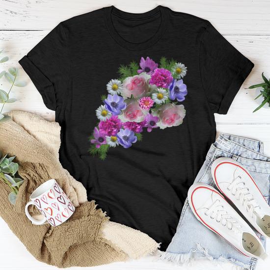 Garden Flower Bouquet Floral Women T-shirt | Mazezy