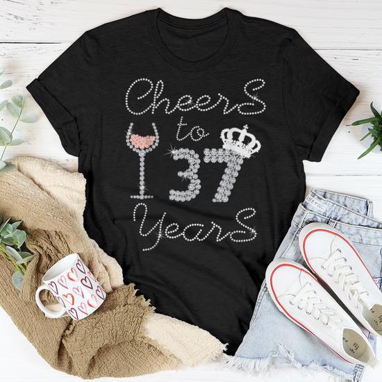Socks 37 Year Old Woman Birthday Ideas Girl Queen Drink Wine Cheers To 37 Years Old Happy Birthday Women T-shirt  Seseable CA
