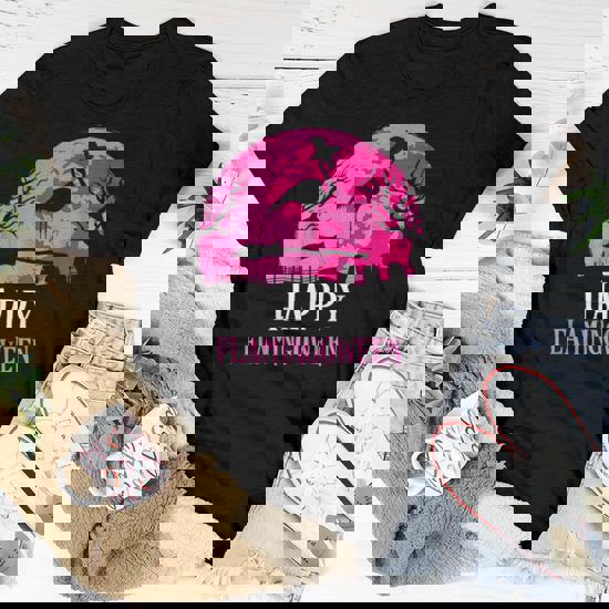 Halloween Flamingo Witch Happy Flamingoween Costume Women T-shirt -  Monsterry