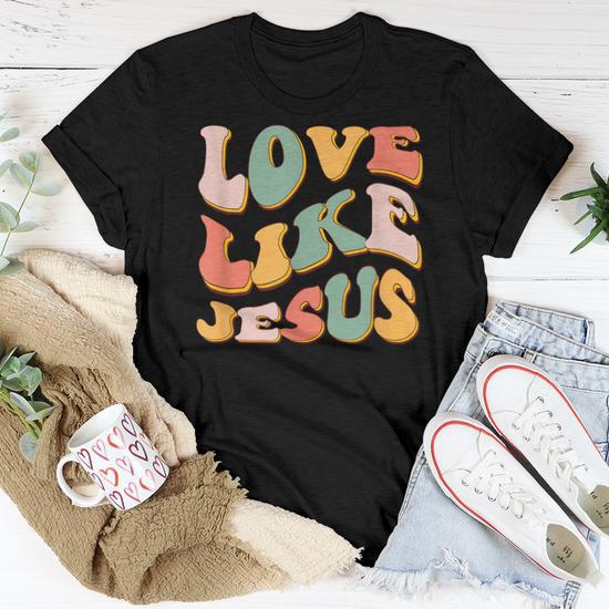 Nlife Women's "Love Like Jesus" Print Short Sleeve T-Shirt - Round Neck Casual Top