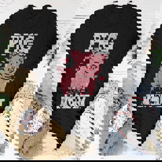 Pig Mom Mama Heart Cute Women T-shirt | Mazezy