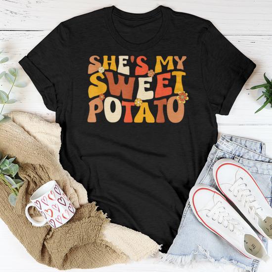 "She's My Sweet Potato I Yam" Couples Thanksgiving T-Shirts - Matching Husband & Wife Shirts