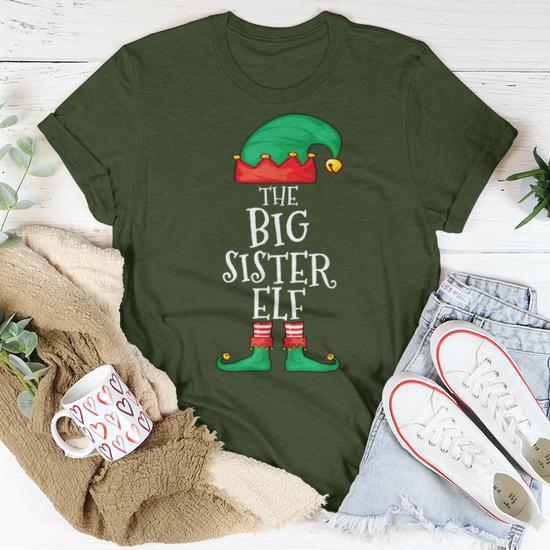 Elf Family Christmas Big Sister Elf Sweater Girl Women T shirt Thegiftio UK