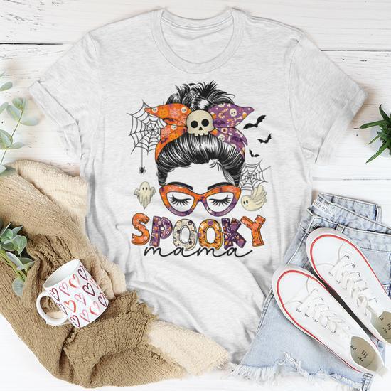 halloween dress shirt womens Messy Bun Spooky Mama Halloween Costume Women T-shirt