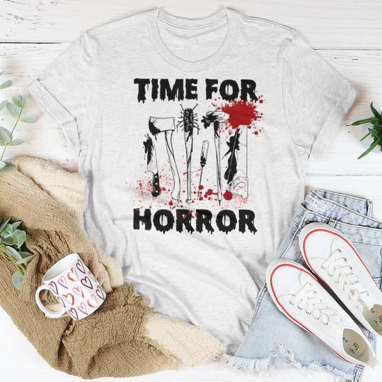 Halloween Graphic Tee Women - I Myself Am Strange And Unusual Horror Movie Tshirt V Neck Loose Fit Spooky Top