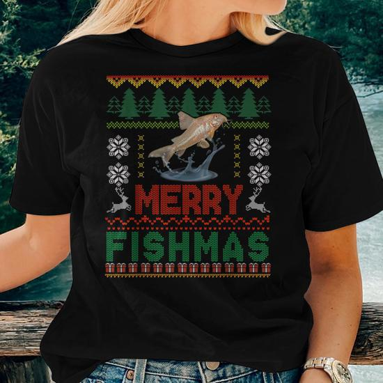 Fish Ugly Christmas Sweater Corydoras Catfish Pajamas Women T-shirt