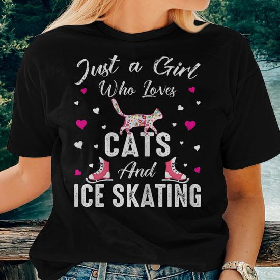Just A Girl Who Loves Cats And Ice Skating Skate Girl Women T-shirt