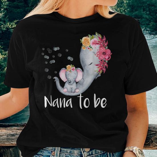 Nana To Be Elephant Baby Shower For Girl Floral Women T-shirt