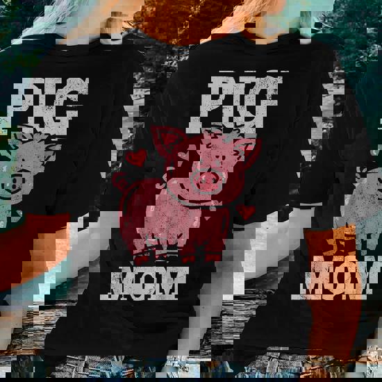 Pig Mom Mama Heart Cute Women T-shirt | Mazezy