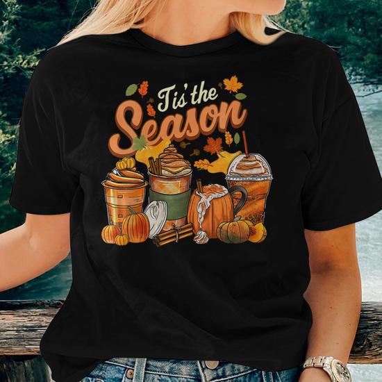 T-shirt Halloween Femme – Motif Citrouille Et Café – Coupe Décontractée – Matière Douce Et Extensible – Taille S à XXL