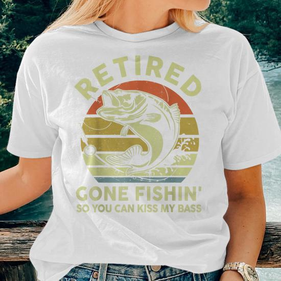 Bass Fish Papa Grandpa Retirement Retired Gone Fishing Women T-shirt