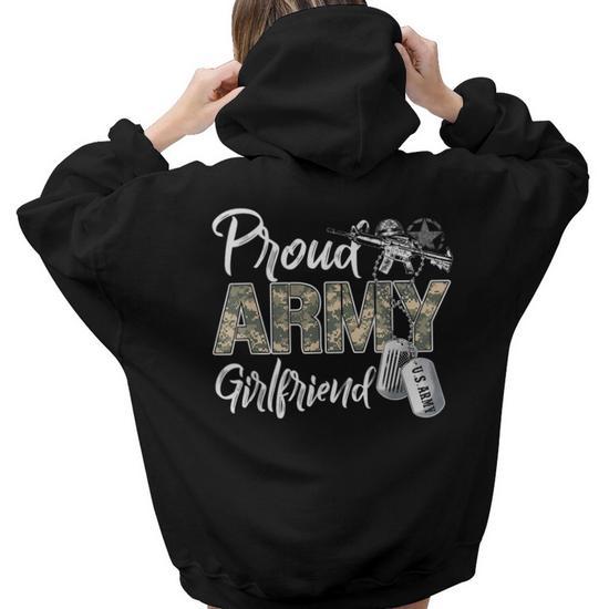 Proud Army Girlfriend Army Graduation Girlfriend Us Army Women Hoodie Back Print Mazezy UK