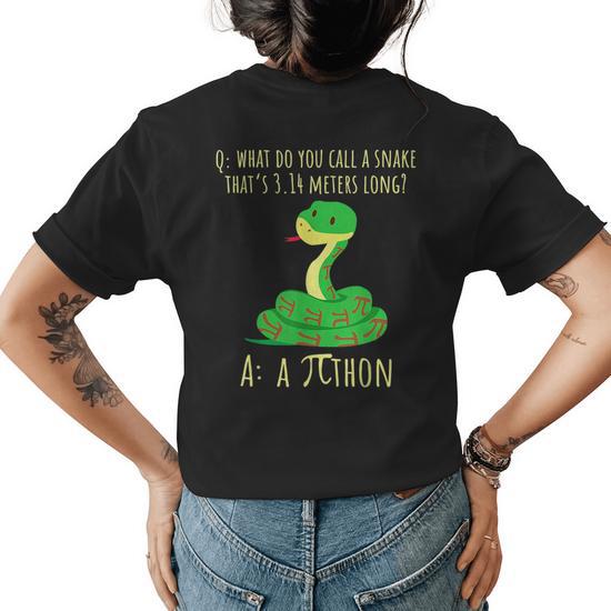 Python Pithon Pi Symbol Funny Math Teacher Pi Day Pi Day Funny Gifts Women's Back T-Shirt