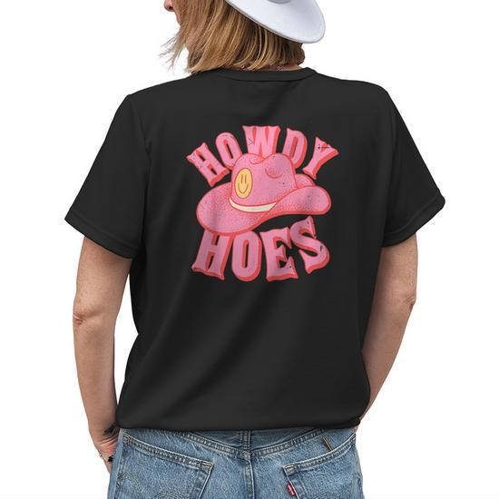 Howdy Hoes Pink Retro Funny Cowboy Cowgirl Western Womens Back