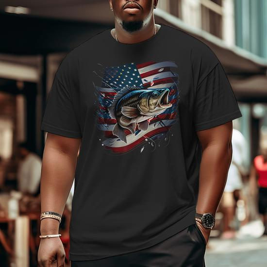 Fishing And An American Flag - Largemouth Bass Bass Funny Gifts Big and  Tall Men Graphic T-shirt