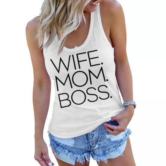 Wife Mom Boss Gifts for Mom Funny Gifts Women Flowy Tank