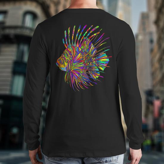 Colorful Lionfish Lion Fish Back Print Long Sleeve T-shirt