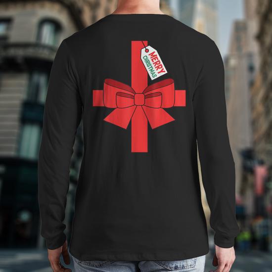 Diy Christmas Present Costume Back Print Long Sleeve T-shirt | Mazezy
