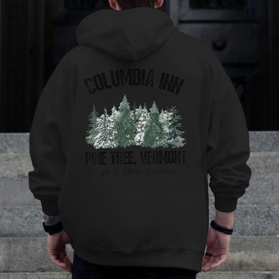 Pine Tree Vermont Always A White Christmas Tree Holiday Zip Up Hoodie Back Print Seseable UK