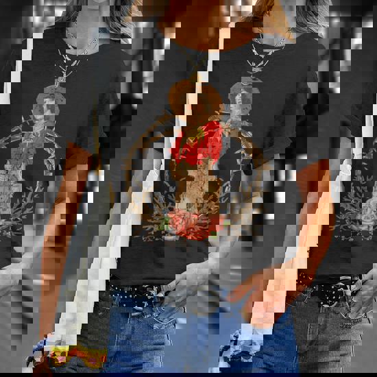 Cowgirl Distressed T-Shirt Barbwire Roses Guns And Horses Cowgirl Distressed T-Shirt Barbwire Roses Guns And Horses