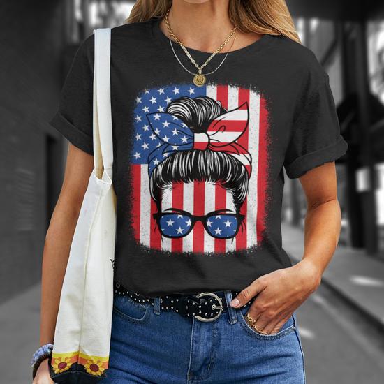 Funny 4Th Of July Patriotic American Flag Usa Women Girls Unisex T Shirt Monsterry