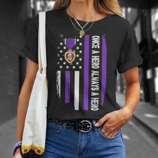 Purple Heart Medal US Military Veteran Gift T-Shirt - Back View