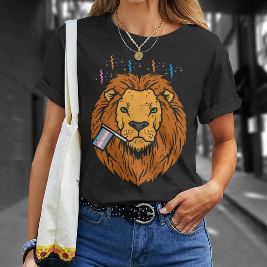 Transgender Flag Lion Lgbt Trans Pride Stuff Animal Unisex T-Shirt