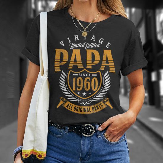 Vintage 60Th Birthday Papa Gift Since 1960 Dad Unisex T Shirt Mazezy