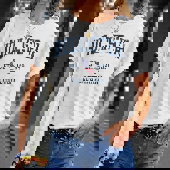 Hollister California Vintage State Usa Flag Athletic Style Unisex T Shirt Seseable UK