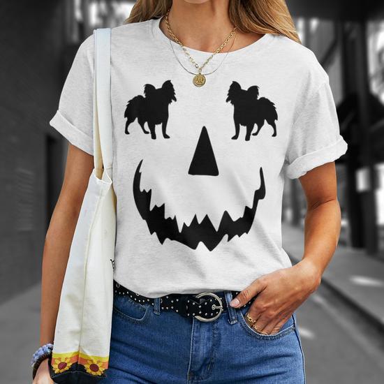 Pumpkin Papillon Dog Halloween T Shirt Mazezy UK