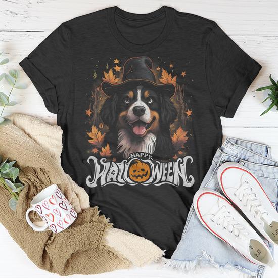 Bernese Mountain Dog Halloween Costume Pumpkin Witch T Shirt Monsterry CA