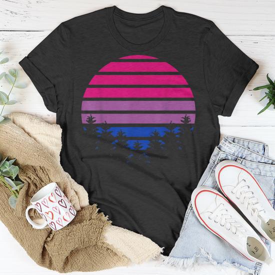 Bisexual Flag Retro Sunset Lgbt Bi Pride Gifts Unisex T-Shirt | Mazezy