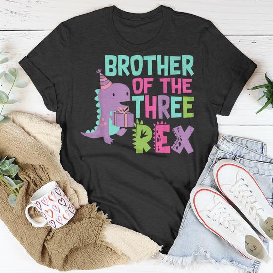 Matching family selling dinosaur birthday party shirts