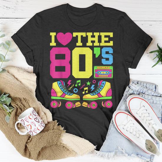 T-shirt Vintage Années 80 – Design « 80s Vibe » Arc-en-ciel Avec Cassette Et Lunettes – Coupe Classique, Unisexe – Pour Fête, Cadeau Rétro