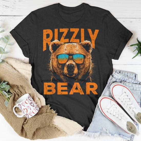 Rizzly Bear Cool Grizzly Bear Wearing Sunglasses Funny Memes Unisex T-Shirt