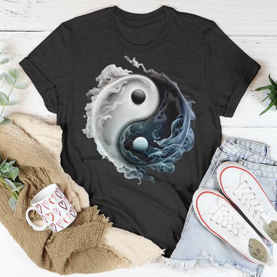 Ying Yang Whispy Feng Shui Taijitu Yin Yang T-Shirt - Thegiftio