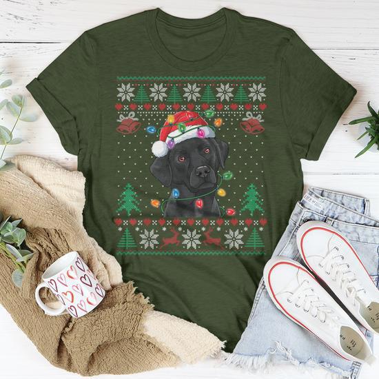 Black Lab Labrador Christmas Santa Hat Dog Ugly Sweater T Shirt Thegiftio