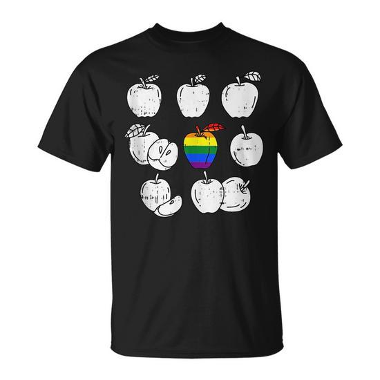 Apple Picking Gay Pride Lgbt Q Retro Pride Flag Fruit Unisex T Shirt Mazezy