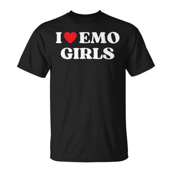 I Heart Emo Girls Funny Quote Red Heart Emo Girl Style T-Shirt