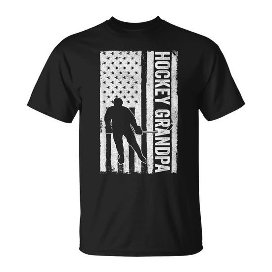 Hockey Grandpa USA Flag Hockey Team Grandpa Fathers Day Unisex T-Shirt