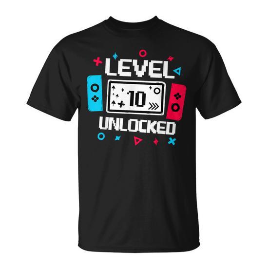 Level 10 Unlocked Gamer 10Th Birthday Video Game Lovers T-Shirt